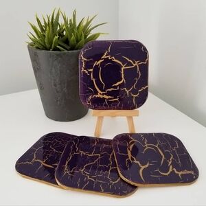Coaster Set - Gold Crackle